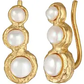 Elli Ohrringe Earclimber Süßwasserperlen 925 Silber Elli Gold