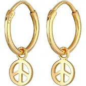 Elli Ohrringe Creolen Peace Boho Symbol 925 Silber Elli Gold