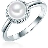 Valero Pearls Ring Sterling Silber Zirkonia Süßwasser-Zuchtperle in silber | Gr.: 56