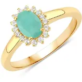 Rafaela Donata Ring Sterling Silber Smaragd in gelbgold | Gr.: 56