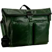 Leonhard heyden Leder Umhängetasche Schultertasche mit Laptopfach Porto Messenger Bottle Green dunkelgrün
