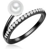 Valero Pearls Damen Sterling Silber Zirkonia Süßwasser-Zuchtperle schwarz - 32354