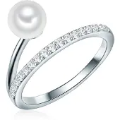 Valero Pearls Damen Sterling Silber Zirkonia Süßwasser-Zuchtperle silber - 32352
