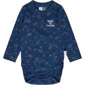 Hummel Body l/ä - hmlFia - Sargassome Sea m. Silber Glitzer - - 2 Jahre (92) - Body L/Ä