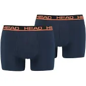 Head Boxer "BASIC BOXER 2P", Herren, Gr. S, bunt (orange, blau), Obermaterial: 95% Baumwolle, 5% Elasthan, unifarben mit Farbeinsatz, körpernah, Unterhosen Boxer, mit elastischem Logobund