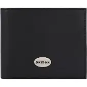 OXMOX Leder Geldbörse Leather RFID Protect Querscheinbörse Pure Metal Round Black schwarz