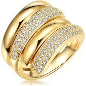 Lulu & Jane Ring Messing Zirkonia in gelbgold | Gr.: 54