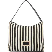 Tom Tailor Schultertaschen Malie, Hobo Bag M, stripes black, Schwarz