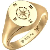 KUZZOI Ring 925 Sterling Silber Kompass in Gold | Gr.: 60