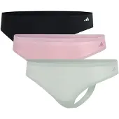 Adidas 3er-Set: Strings in Schwarz/ Rosa/ Hellgrün - XS