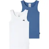 Schiesser 2er-Set: Hemdchen in Weiß/ Blau - 92