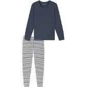 Schiesser Pyjama in Dunkelblau/ Creme - 46
