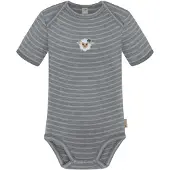 Normani Outdoor Sports Baby Merino Body Kurzarm Tauranga in Grau gestreift | Gr.: 86