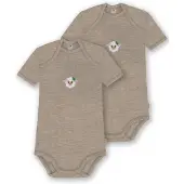Normani Outdoor Sports 2er Set Baby Merino Body Kurzarm Tauranga in Beige | Gr.: 80
