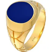 KUZZOI Ring Basic Herren Siegelring Oval Emaille 925Er Silber Kuzzoi Gold