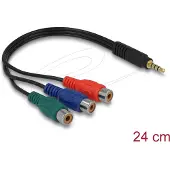 DeLOCK 62499, 3.5mm, Männlich, 3 x RCA, Weiblich, 0,24 m, Schwarz