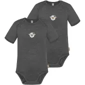 Normani Outdoor Sports 2er Set Baby Merino Body Kurzarm Tauranga in Anthrazit | Gr.: 80