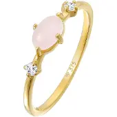 Elli Ringe - Ring Rosa Quarz Topas Edelstein Klassik 375er Gelb - Gr. 52 MM - in Gelbgold - für Damen