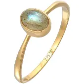Elli Ringe - Ring Labradorit Solitär Verlobung 375er Gelbgold - Gr. 58 MM - in Gelbgold - für Damen