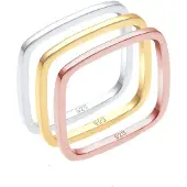 Elli Ring Tri-Color Statement Vierecks-Ringset 925Er Silber Elli Silber
