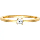Elli DIAMONDS Ringe - Ring Prinzessschliff Diamant (0.1 ct) 585 Gelbgold - Gr. 58 MM - in Gelbgold - für Damen