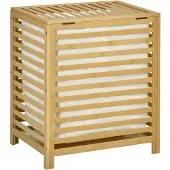 EStore Wäschekorb 55L mit Deckel Entnehmbarem Bambus 50 x 36 x 60 cm Natur
