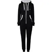 Oxmo OXBenna Damen Overall Jogginganzug Onesize mit Kapuze Kordel Kängurutasche Baumwollmischung Regular fit