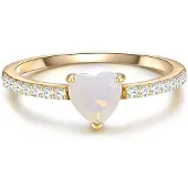 Glanzstücke Ring - Sterling Silber Ring Mondstein (synth.) Herz - Gr. 58 - in Gold - für Damen