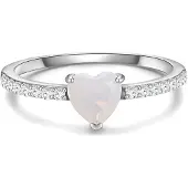 Glanzstücke Ring - Sterling Silber Ring Mondstein (synth.) Herz - Gr. 58 - in Silber - für Damen