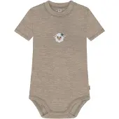 Normani Outdoor Sports Baby Kurzarm Body - 100% Bio-Merinowolle in Beige | Gr.: 56