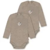 Normani Outdoor Sports 2er Pack Baby Merino Body Langarm Auckland in Beige | Gr.: 74