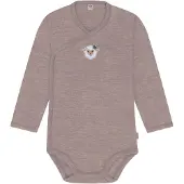 Normani Outdoor Sports Merino Baby-Body langärmeliger Wickelbody in Rosa | Gr.: 86