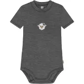 Normani Outdoor Sports Baby Kurzarm Body - 100% Bio-Merinowolle in Anthrazit | Gr.: 62