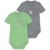 Normani Outdoor Sports 2x Baby Merino Kurzarmbody in Grün/Grau | Gr.: 92