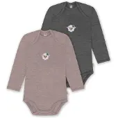 Normani Outdoor Sports 2er Pack Baby Merino Body Langarm Auckland in Rosa/Anthrazit | Gr.: 68