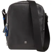 Dudu Toys Schwarze Leder Umhängetasche 22x6.5x17cm mit Reißverschluss, 2 Innenfächern und verstellbarem Schultergurt