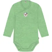 Normani Outdoor Sports Merino Baby-Body langärmeliger Wickelbody in Grün | Gr.: 86