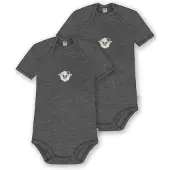 Normani Outdoor Sports 2er Set Baby Merino Body Kurzarm Tauranga in Anthrazit | Gr.: 68