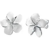 Elli Ohrringe Frangipani Blüte Natur Blume Emaille 925 Silber Elli Weiß
