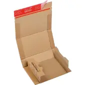 Dinkhauser Kartonagen Wickelverpackung CP 020, mit Selbstklebeverschluss, Wellpappe, braun, B 198 x T 135 x H 63 mm (für CDs), 20 Stück