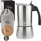 MILU Induktion Espressokocher-Set, Edelstahl, 200ml (4 Tassen), 1 von FROG.coffee