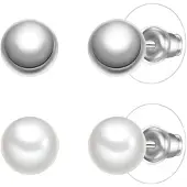 Yokoamii Set (Ohrringe 2er) aus Metall-Legierung mit Muschelkernperle in weiß | Gr.: onesize