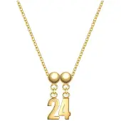 Glanzstücke Set (Kette + 2 Charms) Zahl 24 aus Sterling Silber in gelbgold | Gr.: onesize