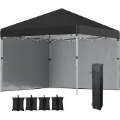 Outsunny Faltpavillon 2,97 x 2,97 m, Gartenpavillon mit Seitenwänden, Stahl
