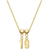 Glanzstücke Set (Kette + 2 Charms) Zahl 19 aus Sterling Silber in gelbgold | Gr.: onesize