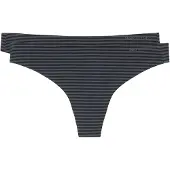 Marc O'Polo String "Second Skin", Damen, Gr. M, grau (anthrazit stripe), Microfaser, Obermaterial: 74% Polyamid, 26% Elasthan, unifarben, körpernah, Unterhosen String, mit flachen Nähten