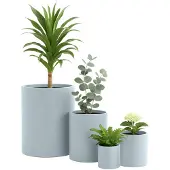 CLP Pflanzkübel groß, 4er Set für außen und innen, Outdoor XXL Blumenkübel rund, wetterbeständig frostsicher in Steinoptik, winterfest