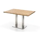 Niehoff - Rechteckiger Bistrotisch - Teak Teak recycelt Edelstahl gebürstet 140 x 95 cm