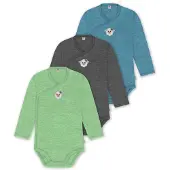 Normani Outdoor Sports 3er Set Baby-Body Wickelbody Toddler-Bodysuit in Blau/Anthrazit/Grün | Gr.: 86