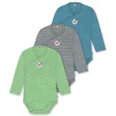 Normani Outdoor Sports 3er Set Baby-Body Wickelbody Toddler-Bodysuit in Blau/Grau/Grün | Gr.: 68